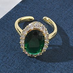Bagues ouvertes en laiton avec micro pavé de zircones cubiques pour femmes&nbsp;RJEW-L343-17G-08