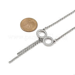 304 нержавеющая сталь кристалл горный хрусталь двойной кулон кольцо цепочка роло ожерелье NJEW-JN05313