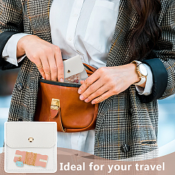 6 sac de rangement carré en cuir PU pour bijoux avec bouton en fer&nbsp;ABAG-OC0001-18E