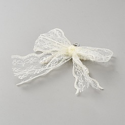 Пластиковые подвески для обуви с бантом и кружевом из искусственного жемчуга AJEW-WH0455-53P-01