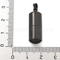 304ステンレススチール製開閉式骨壷ペンダント  コラムチャーム  ブラック  27x9.5mm  穴：5.5x3mm  内径：6mm&nbsp;STAS-M084-05C