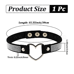 Schwarze Choker-Halsketten im Punk-Stil aus Kunstleder mit Kristall-Strassen&nbsp;NJEW-CL0001-30
