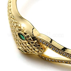 Зеленый кубический цирконий браслет на петлях в виде змеи&nbsp;BJEW-B054-12G