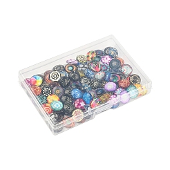 100 Stück bedruckte halbrunde Kuppel-Cabochons aus Glas&nbsp;GGLA-FS0001-13