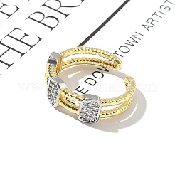 Кольца-манжеты для пальцев с микропаве из прозрачных кубических цирконий из латуни для женщин&nbsp;RJEW-B112-09GP