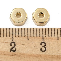 Ccbプラスチックスペーサービーズ  六角  ゴールドカラー  6x2.5mm  穴：1.8mm&nbsp;CCB-L014-17G