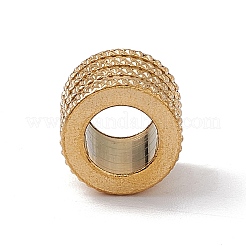 シェブロン模様 304 ステンレススチール ヨーロピアンビーズ  大穴ビーズ  コラム  ゴールドカラー  10x8mm  穴：6mm&nbsp;STAS-E179-07G-02