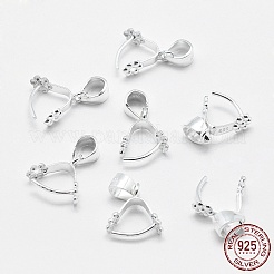 変色防止ロジウムメッキスターリングシルバーペンダントベイル925個  アイスピック＆ピンチベイル  プラチナ  5x6mm内径  9x8x3.5mm  穴：3x3.5mmと1mm  ピン：0.6mm&nbsp;STER-E050-13P