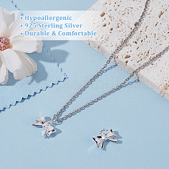 2 шт. 925 подвески-банта из стерлингового серебра STER-BBC0007-90