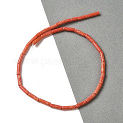 合成インペリアルジャスパー染めビーズ連売り  コラム  レッドオレンジ  12.5~13x3.5~4mm  穴：1.2mm  約29個/連  15.31''（38.9センチメートル）&nbsp;G-D077-B01-10