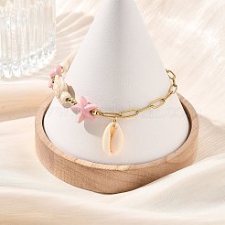 Armbänder mit Anhängern aus gefärbtem synthetischem Türkis und natürlichen Kaurimuscheln&nbsp;BJEW-JB13857