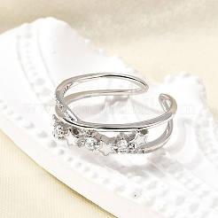 Кольца из стерлингового серебра с кубическим цирконием star 925 для женщин&nbsp;RJEW-S631-01P