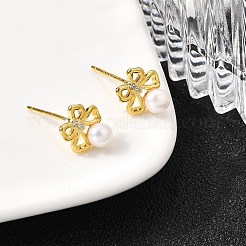 925 серьга-гвоздик в форме банта из стерлингового серебра с прозрачным кубическим цирконием EJEW-L300-11G