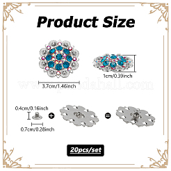 20 шт. заклепки из цинкового сплава со стразами и стеклом&nbsp;BUTT-NB0001-84A