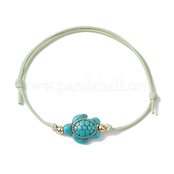 Bracciale sintetico con perline intrecciate in tartaruga turchese&nbsp;BJEW-JB11086-01