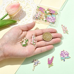 15шт 5 стиля светлые позолоченные подвески из сплава с эмалью&nbsp;ENAM-YW0006-06