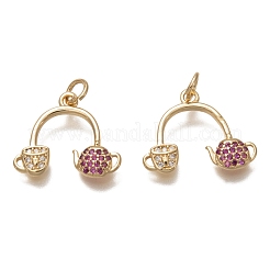Кулоны с кубическим цирконием из латуни с прозрачным микропейвом и средним фиолетовым красным фианитом ZIRC-H112-04G