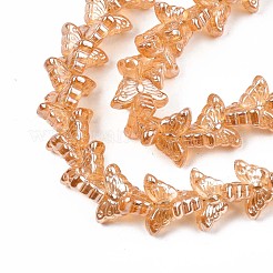 メッキガラスビーズ連売り  パール光沢メッキ  蝶  砂茶色  7~8x14~15x5mm  穴：0.8mm  約100個/連  22.05インチ〜22.83インチ（56~58cm）&nbsp;EGLA-S188-25-A02