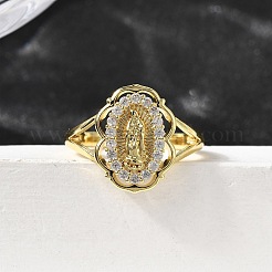 Манжеты из латуни с микро паве кубический цирконий для женщин RJEW-F181-07G