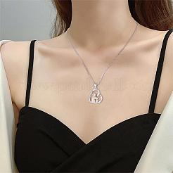Collier pendentif coeur mère et fille assis côte à côte collier mignon pendentif coeur creux breloques bijoux cadeaux pour les femmes fête des mères noël anniversaire anniversaire&nbsp;JN1099A