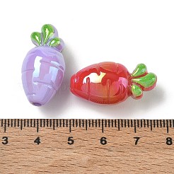 UVメッキ不透明アクリルビーズ  虹色の  ニンジン  ミックスカラー  27x13.5mm  穴：2.5mm&nbsp;AC-CBA6658-05