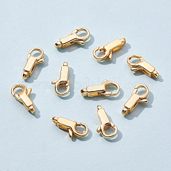 真鍮カニカン  長方形  18KGP本金メッキ  11x5x3mm  穴：0.9mm  内径：3x3mm  16個/箱&nbsp;KK-BC0004-68