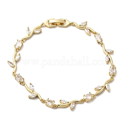 Браслеты-цепочки из латуни с микропаве из прозрачных кубических цирконий&nbsp;BJEW-C130-02G