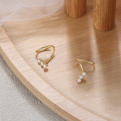 925 серебряная спиральная серьга-пусет с жемчужными бусинами EJEW-P231-24G