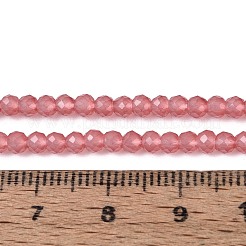 ジェイド風ガラスビーズ連売り  ラウンド  多面カット  ライトコーラル  3x2.5~3mm  穴：0.7~0.8mm  約133~137個/連  13.78~14.37''（35センチメートル）&nbsp;GLAA-T028-3mm-11B