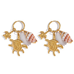 Серьги-кольца в форме раковины из латуни с черепахой RM6529