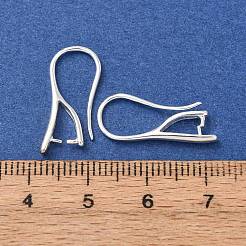 真鍮のピアスフック  ピンチベイル付きイヤーワイヤー  カドミウムフリー＆鉛フリー  925銀メッキ  21x2mm  ピン：0.8mm&nbsp;KK-G604-05S