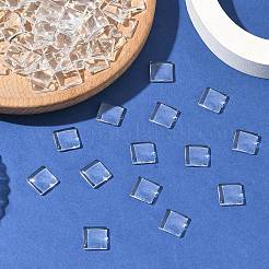 透明なガラスの正方形カボション  透明  10x10x4mm&nbsp;GGLA-S022-10mm