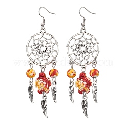 5 par de pendientes de araña de aleación y turquesa sintética de 5 colores&nbsp;EJEW-JE06339-01