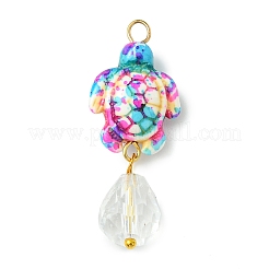 7 шт. подвески из двухцветного стекла в форме капли и окрашенной синтетической бирюзы PALLOY-JF03070