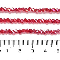 透明ガラスビーズ  32ファセット  ABカラーメッキ  ラウンド  サクランボ色  3.5x3mm  穴：1mm  約163~166個/連  50~51cm&nbsp;EGLA-A035-T3mm-B07
