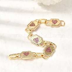 Латунные браслеты-цепочки с микропаве из кубического циркония для женщин&nbsp;BJEW-H639-14G