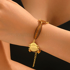 Braccialetti vintage da donna con catena a maglie in ottone con ciondoli in agata color caffè naturale tinta&nbsp;XX5921