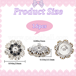 16 шт. пуговицы со стразами из сплава с 1 отверстиями BUTT-GF0003-60