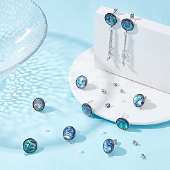 Фурнитура для сережек-гвоздиков из нержавеющей стали 304 с натуральными ракушками пауа&nbsp;STAS-UN0063-80