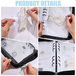 Organisateur de bijoux transparent en PVC avec fermeture éclair et livres&nbsp;ABAG-WH0063-114
