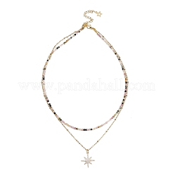 Комплекты браслетов и ожерелий из натуральных турмалиновых бусин SJEW-JS01358