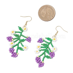 3 par de pendientes colgantes de acero inoxidable 304 con cuentas de vidrio de 3 colores con flores y frutas.&nbsp;EJEW-MZ00533