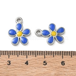 304ステンレススチールエナメルペンダント  花のチャーム  ステンレス鋼色  ミックスカラー  17x13x2.5mm  穴：1.8mm&nbsp;STAS-G387-02P-B