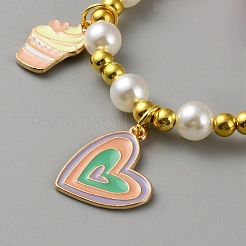 Браслеты с подвесками из сплава в форме сердца&nbsp;BJEW-WH0026-08G