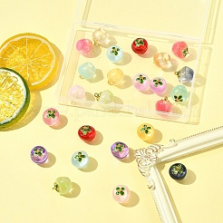 24 шт. 12-х цветные прозрачные стеклянные подвески в форме яблока DGLA-FS0001-15