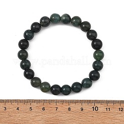 女性用ラウンド天然モスアゲートビーズストレッチブレスレット  ビーズ：8.5~9mm  内径：1.97インチ（5cm）&nbsp;BJEW-JB14073