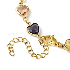 Разноцветные стеклянные браслеты в форме сердца BJEW-JB10578