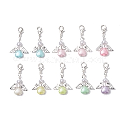 Подвеска в форме сердца ангела из АБС-пластика и акрила с имитацией жемчуга HJEW-JM03160-02