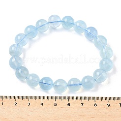 Stretch-Armbänder aus natürlichem Aquamarin mit runden Perlen für Männer und Frauen&nbsp;BJEW-U034-01B-01