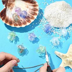 10個5色プラスチックペンダント  クラゲチャーム  プラチナアイアンループ＆グリッターパウダー付き  ミックスカラー  28x28x28mm  穴：1.5mm  2個/カラー&nbsp;KY-CJ0002-19